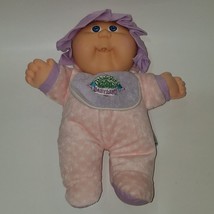 VTG Cabbage Patch Babyland 10&quot; Doll Pink Polka Dot Purple Bib Blue Eyes Squeaker - £33.52 GBP