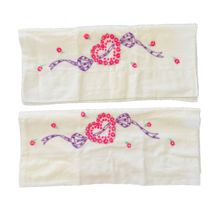 VTg Embroidered Heart Set Of 2 Standard Pillowcases - £14.85 GBP
