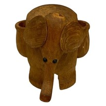 Carved Wooden Handmade Elephant 3&quot; Figure Figurine Toothpick Holder VINTAGE - £3.15 GBP