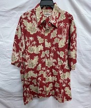 Campia Burgundy &amp; Brown Tropical Flower Print Button Up Shirt XLT - $285.10 MXN