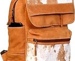 Cowhide Hair On Leather Backpack - Full Grain Leather Laptop Backpack Ru... - $209.99