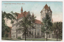 Central High School Detroit Michigan 1908 postcard - $5.94