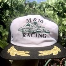 Vtg M&amp;M Racing SnapBack Trucker Hat Go Kart Race Team Gold Leaf New Era ... - $35.53