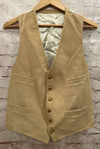 Vintage 70/80s Tan Corduroy Vest Men’s Large Lined Back Buckle Waist Coat - £27.46 GBP