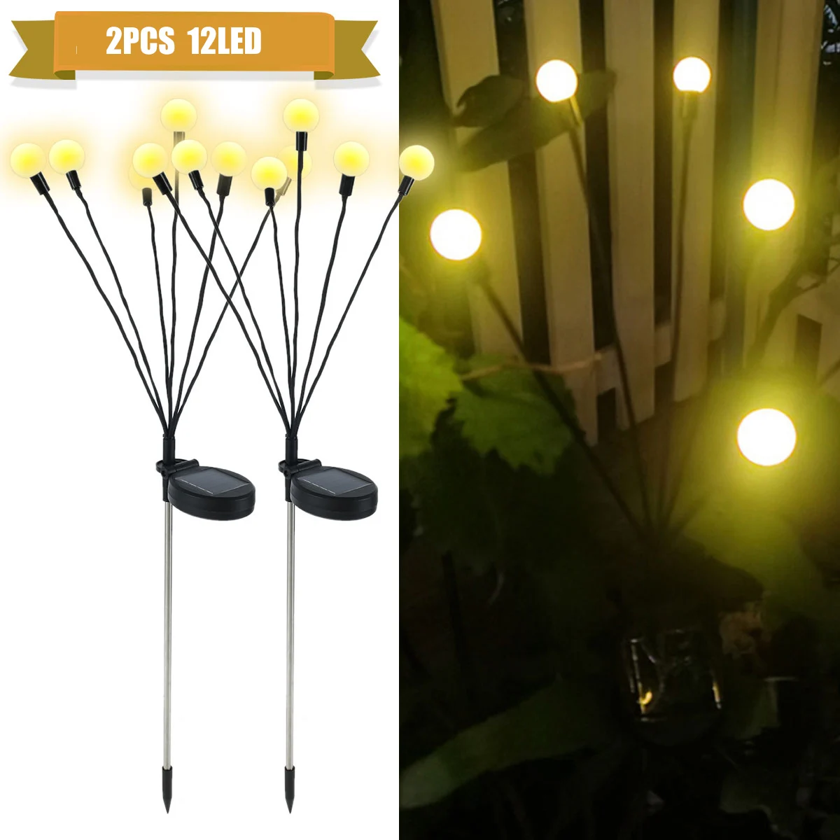 Solar LED Light Garden Decor 2PCS Firework Lights Solar Powered Firefly Light Ga - £94.00 GBP