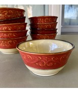 Pier 1 Imports Soup Bowl Red Scroll Ceramic Embossed Cereal Bowl Discont... - €10,20 EUR Pier 1 Imports Soup Bowl Red Scroll Ceramic Embossed Cereal Bowl Discont... - €10,20 EUR