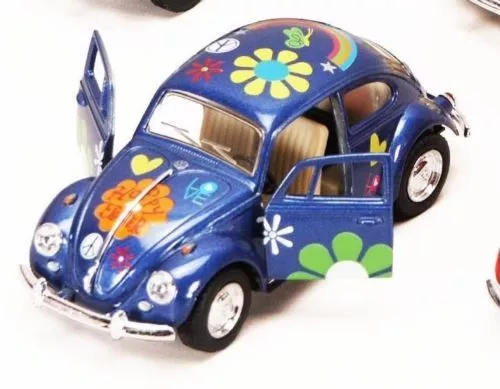 New Diecast New 5&quot; 1967 Volkswagen Beetle W/ Flowers Decals Diecast Model 1:32 B - £12.01 GBP