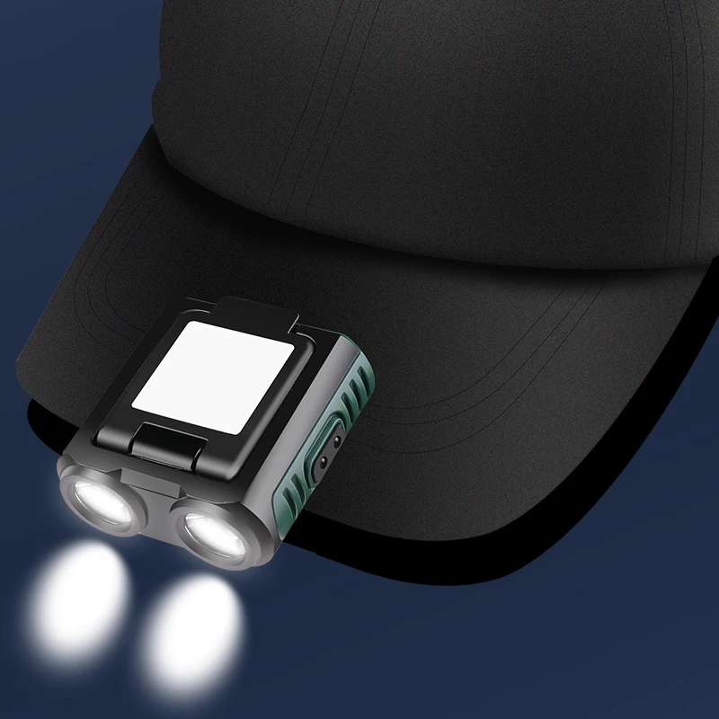 Mini Induction Headlamp LED Clip on Cap Light Rechargeable Headlight Flashlight - £12.69 GBP