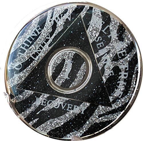 1 Year AA Medallion Zebra Animal Print Tri-Plate Chip