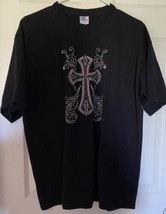 Yazbek Black Embellished (with Cross) Short Sleeve Crew Neck T-Shirt Siz... - $9.85