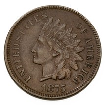 1875 1C Indien Cents En XF État, Marron Couleur, Beau Détail pour Grade - $148.48