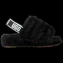UGG Fluff Yeah Slide Black Sheepskin Slingback Shoes Slippers Size US 8 Womens - £100.70 GBP