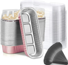 Mini Loaf Baking Pans with Lids and Spoons (50 Pack, 6.8Oz) Pink Rectang... - £14.48 GBP