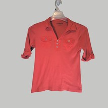 Croft and Barrow Womens Shirt Small Salmon Color 3/4 Sleeves Pockets - £8.59 GBP