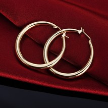 925 Sterling Silver 3.5cm Round earrings high quality gold plated earrings Fashi - £10.50 GBP