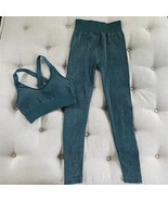 ASOS South Beach Exercise Glitter Green Silver Leggings Sports Bra XS S - $647.46 MXN