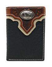 Western Tooled Genuine Leather Praying Cow Boy Men&#39;s Short Trifold Wallet (Cross - £14.66 GBP+