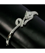 6.00 Ct D/VVS1 Natural Moissanite Panther Bangle Bracelet 14k White Gold... - £199.59 GBP