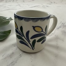 Pottery Barn Anfora Jardin Lemon Painted Coffee Mug Blue White Mexico Cup - $356.34 MXN