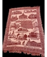 El Reno Oklahoma Tapestry Throw Blanket Red &amp; White Vintage Fort Reno La... - €84,88 EUR