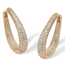 PalmBeach Jewelry 8.10 TCW CZ Yellow Gold-Plated Inside-Out Earrings - £50.05 GBP