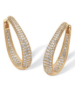 PalmBeach Jewelry 8.10 TCW CZ Yellow Gold-Plated Inside-Out Earrings - £50.48 GBP
