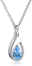 925 Sterling Silver Cremation Jewelry Memorial CZ Teardrop Ashes Keepsake Urns P - $63.30