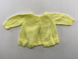 Hand Knitted Baby Girls Long Sleeve 3 Button Cardigan Yellow Sweater - $7.92
