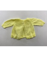 Hand Knitted Baby Girls Long Sleeve 3 Button Cardigan Yellow Sweater - $10.86 CAD