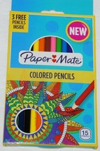 Paper Mate Pre-Sharpened 15 Colored Pencils Wood Assorted NEW - £2.93 GBP