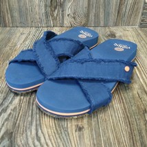 VIONIC Beach Panama Slide Sandal Womens Shoes SZ 9 Navy Blue Canvas - $29.69