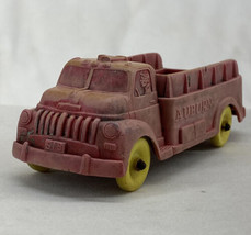 1950&#39;s Old Vintage Toy Auburn 518 Rubber Fire Department Truck Red Yellow - £18.67 GBP