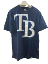 Majestic Men&#39;s Tampa Bay Rays Logo Crew Neck Short Sleeve T-Shirt, Navy, Medium - £15.81 GBP