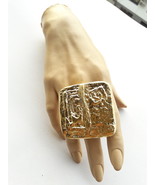 Large Gold Ring Statement, Square Gold Ring, Big Ring, Pattern, Brutalis... - $71.12 CAD