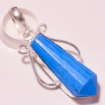 Blue Turquoise Faceted Gemstone Fashion Pendant Jewelry 2.10&quot; SA 2618 - £4.78 GBP