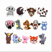 14PCS Cute Animals Silicone Beads Set - Adorable Keychain, Bracelet, Necklace, J - £21.40 GBP