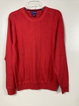 John Ashford Sweater Men&#39;s Small Red 100% Cotton Ribbed Crew Neck - £13.45 GBP