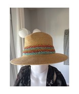 Scala Handmade Wide Brim Sun Hat Natural with Multicolor Band One Size - $455.46 MXN