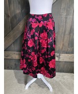 Talbots Floral Silk Cotton Blend A-Line Skirt Womens Size 16 Petites Bla... - $38.98 CAD