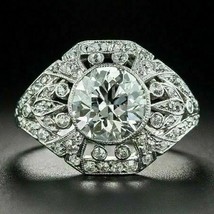 1.50Ct Künstlicher Diamant Vintage Kunst Deko Milgrain Ring Weiß Gold Versilbert - £262.00 GBP