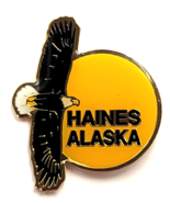 Haines Alaska Bald Eagle Yellow Sun Enamel Pin Bird Wildlife Travel Souv... - $237.43 MXN