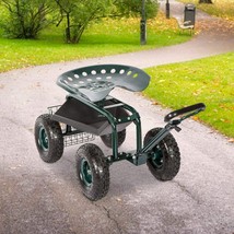 Green Outdoor Garden Swivel Seat Rolling Wheels Weeding Chair Planting Y... - £265.57 GBP