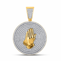 10kt Yellow Gold Mens Round Diamond Praying Hands Circle Pendant 1 Cttw - £1,160.50 GBP