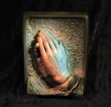 Antique Large Hand Painted Praying Hands Wall Statue By Victor - 1965 - $18.00