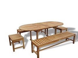 Windsor&#39;s Grade A Teak 82&quot;x 39&quot; Oval Dining Ext Table w/Backless Benches-seats 8 - £3,257.32 GBP