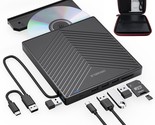 External Cd Dvd Drive, Ultra Slim Cd Burner Usb 3.0 With 4 Usb Ports And... - $64.59