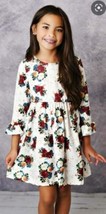 $65 Adorable Sweetness Wine Floral Ruffle-Accent A-Line Dress Size 8 NWOT - £8.72 GBP