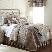 Donna Sharp Smoky Square Quilted **KING* 3-Pc Quilt Set Farmhouse Country Gray - £244.38 GBP