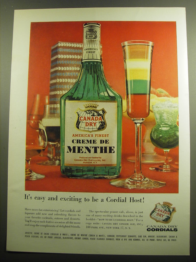 1958 Canada Dry Crme de Menthe Liqueur Ad - It's easy and exciting - $18.49