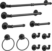 Industrial Bathroom Hardware Set: 10 Pcs\. Bath Towel Bar Set With Robe ... - $59.96